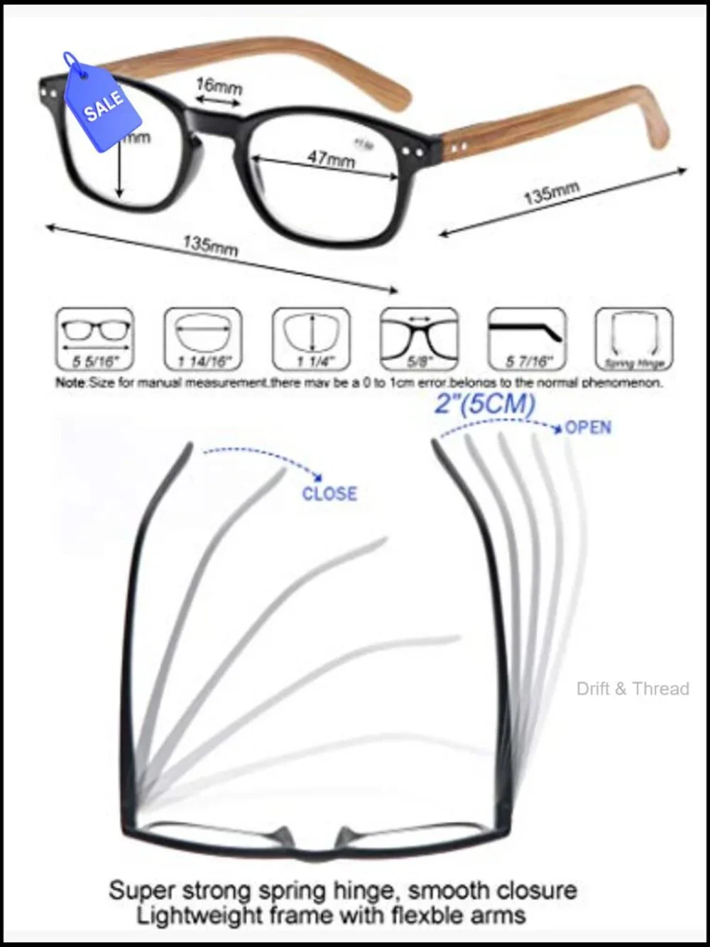 4 Pack Reading Glasses 1.5 Fashion Wood-Look Spring Hinges Stylish Readers